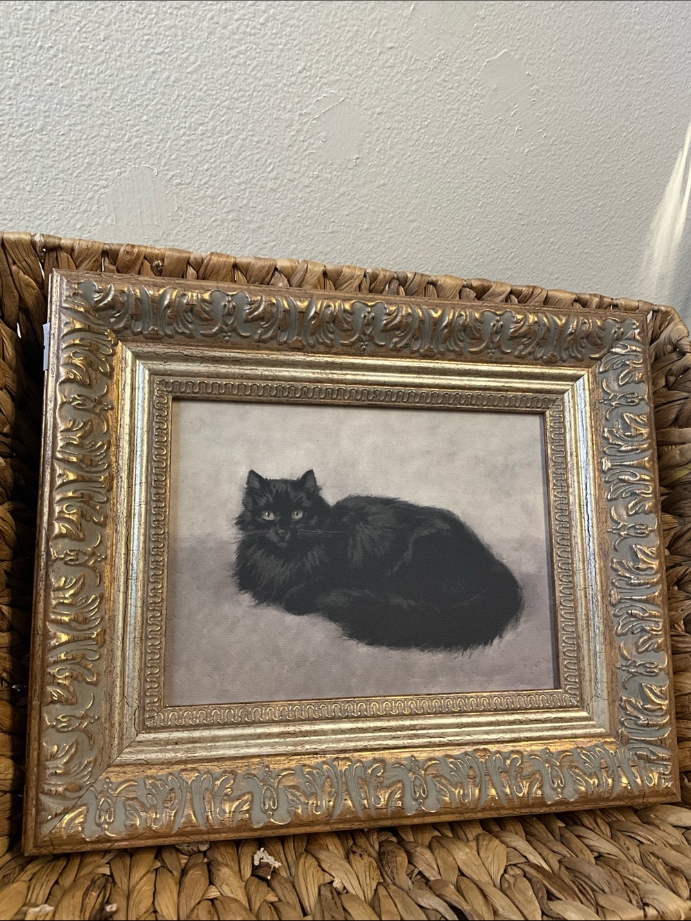 Framed Black Cat Art Print - Decorative Pet Wall Décor Antique style gallery